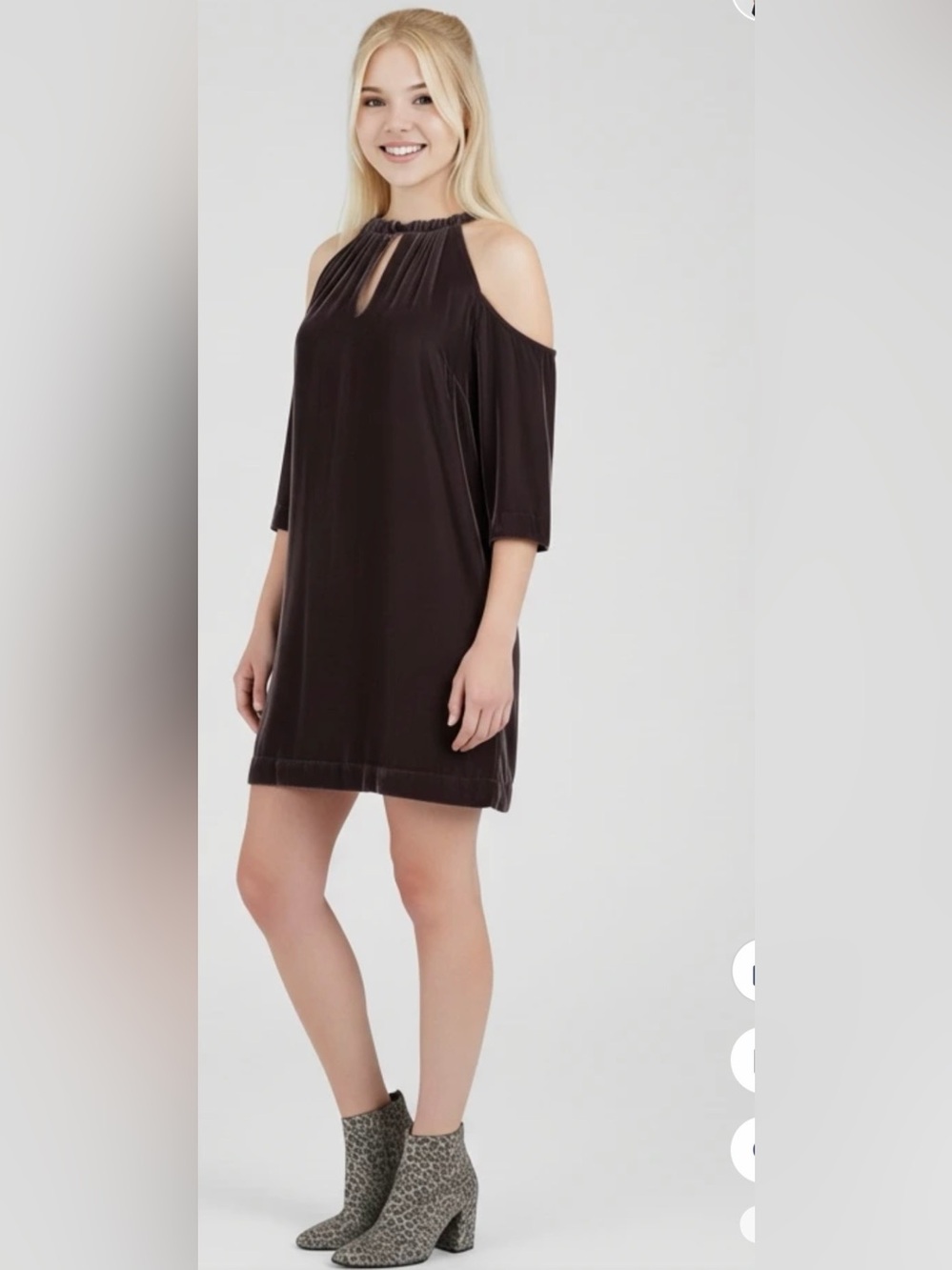 Trina Turk Eden Cold Shoulder Velvet Shift Dress Burgundy Purple Size 8